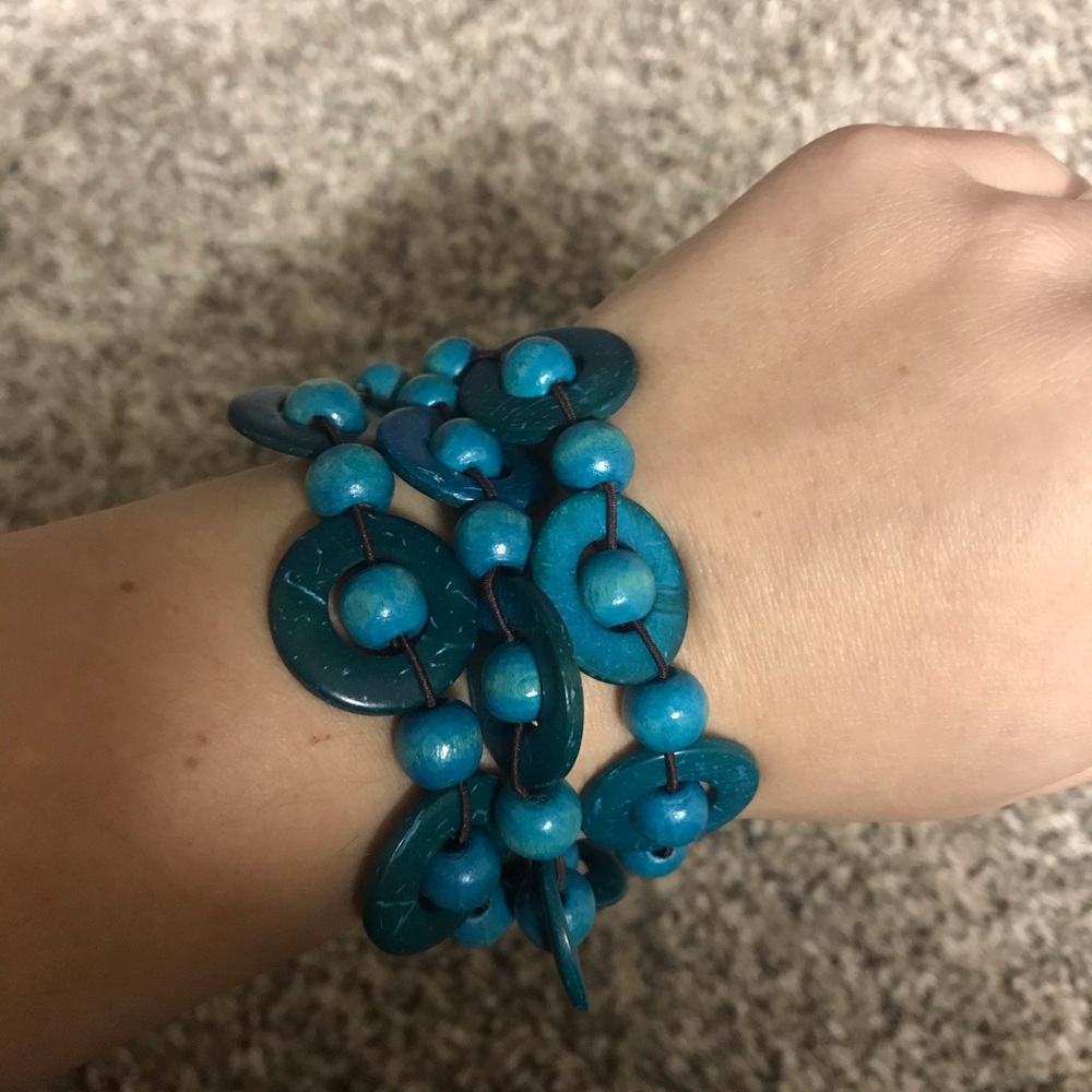 Teal beaded stretchy bracelet NEW nickel FREE